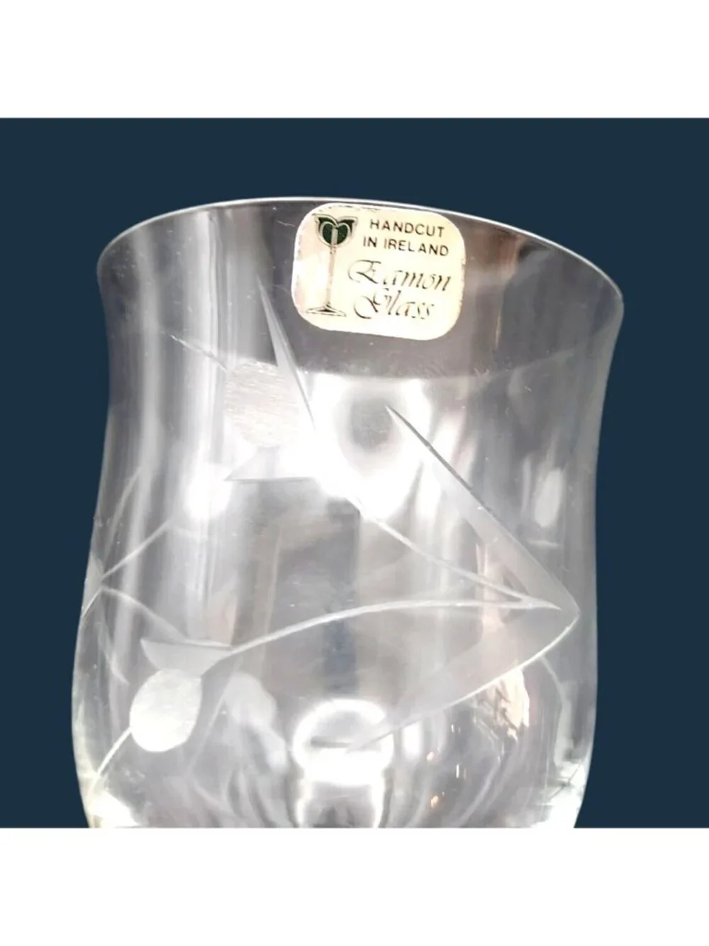 Hand Cut Wine Glasses Twisted Stem Floral Dublin Ireland Eamon Glass Set Of 3